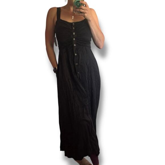 Favorite Daughter Maxi Dress NWT New sz M black snap-down sleeveless - Picture 1 of 9